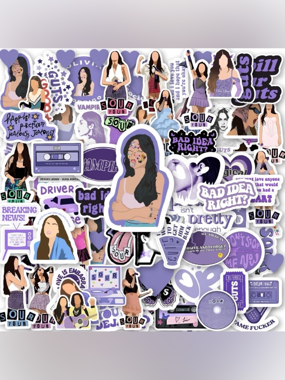 💜 20 Pcs Olivia Rodrigo Sticker Set - Picture 3 of 7